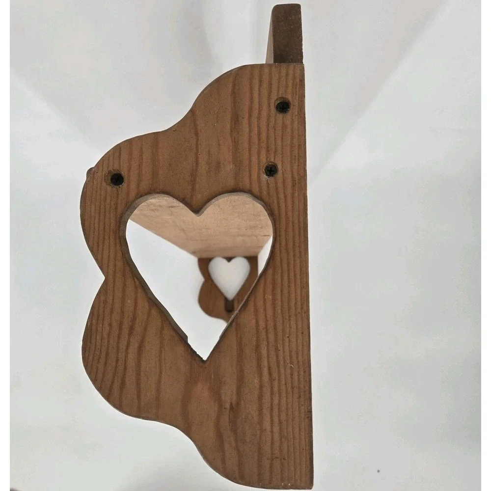 Vintage Wood Wall Shelf Heart Cutout Rustic Country Farmhouse 31